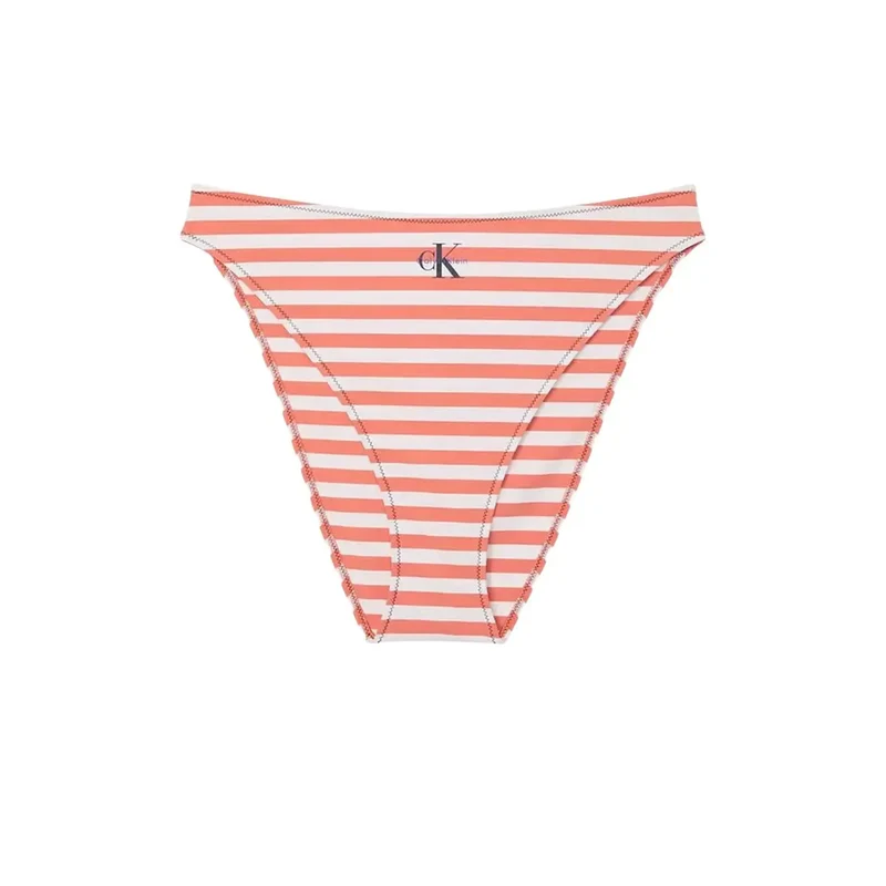 Calvin Klein Damen-Bikini, orange gestreift, Nylon/Elastan