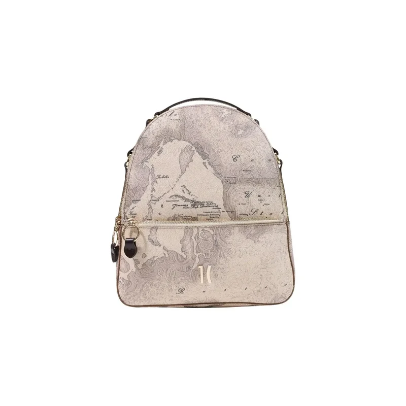 Alviero Martini Damenrucksack aus grauem Leder, 24 x 29 cm