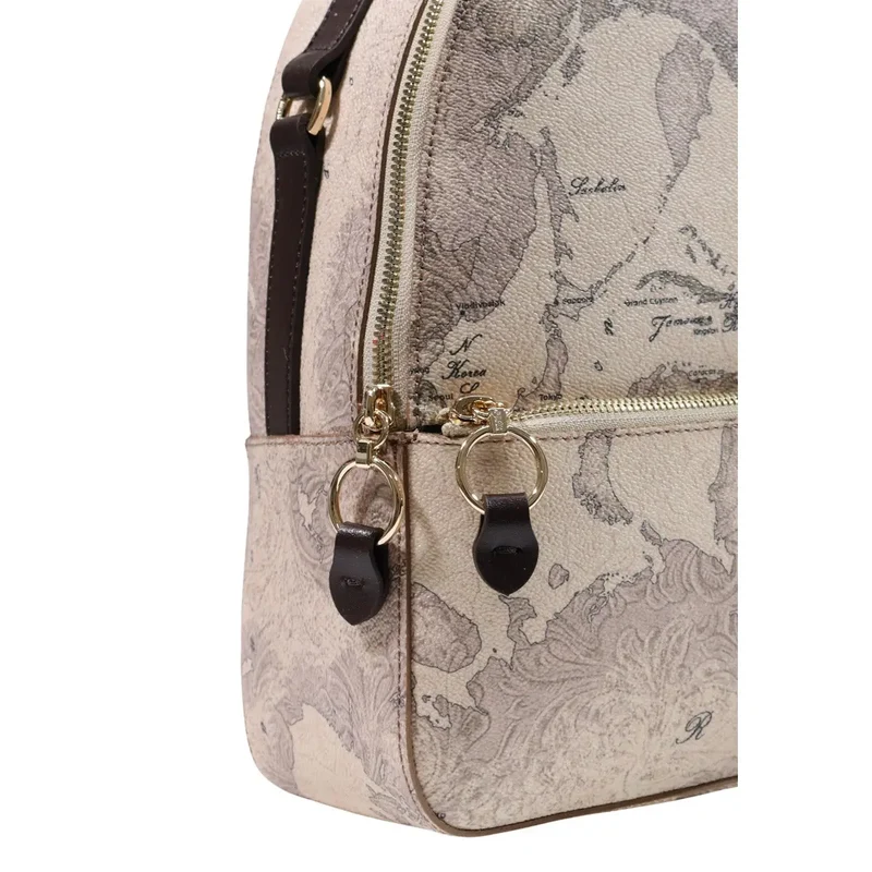 Alviero Martini Damenrucksack aus grauem Leder, 24 x 29 cm