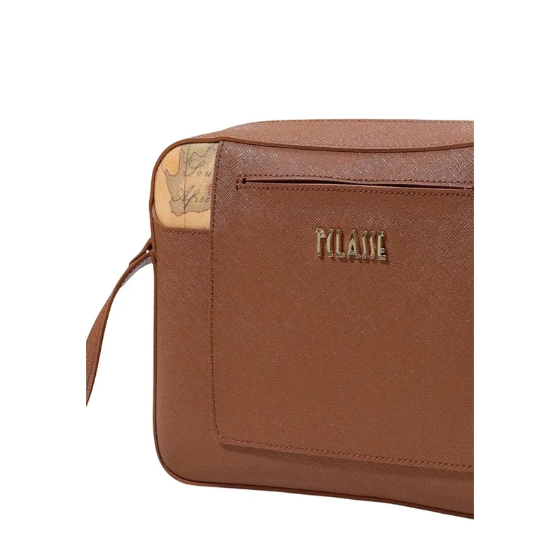 Alviero Martini Damen-Schultertasche, braunes Polyurethan, B 27 cm