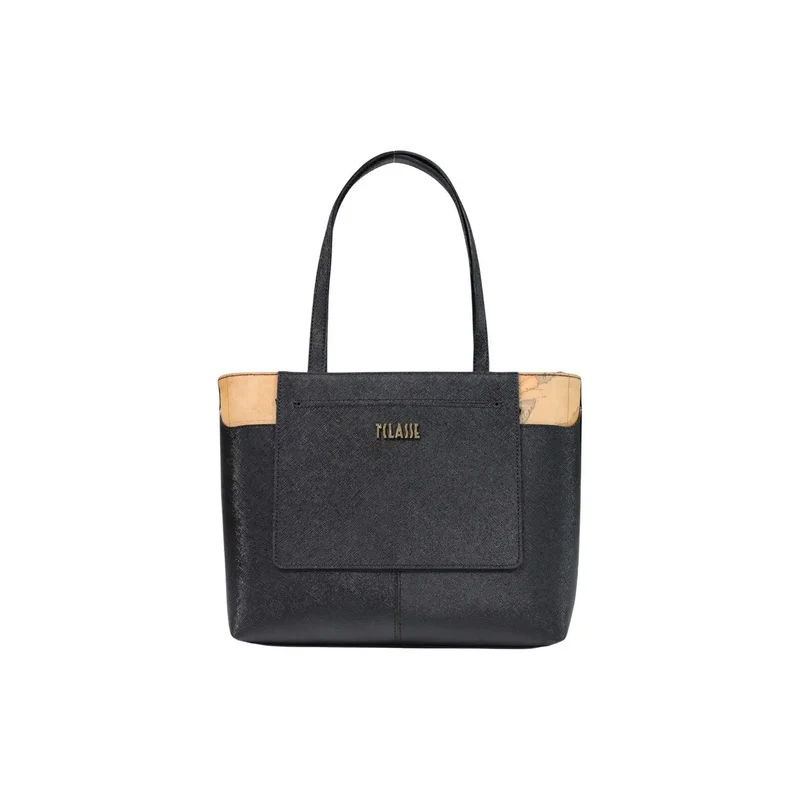 Alviero Martini Prima Classe Damen Handtasche Schwarz PVC 29cm