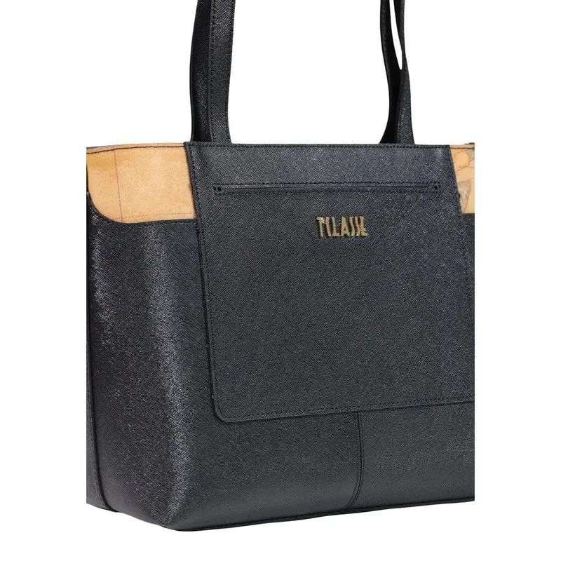 Alviero Martini Prima Classe Damen Handtasche Schwarz PVC 29cm