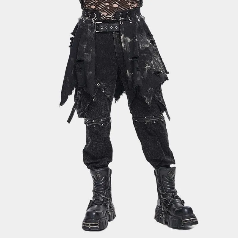 Punk-Rock für Herren, unregelmäßig, zerrissen, ungesäumt