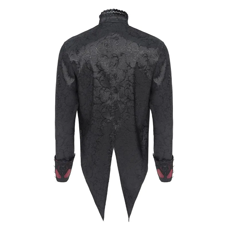 Herrenhemd mit Stehkragen und Gothic-Jacquard-Muster, rot