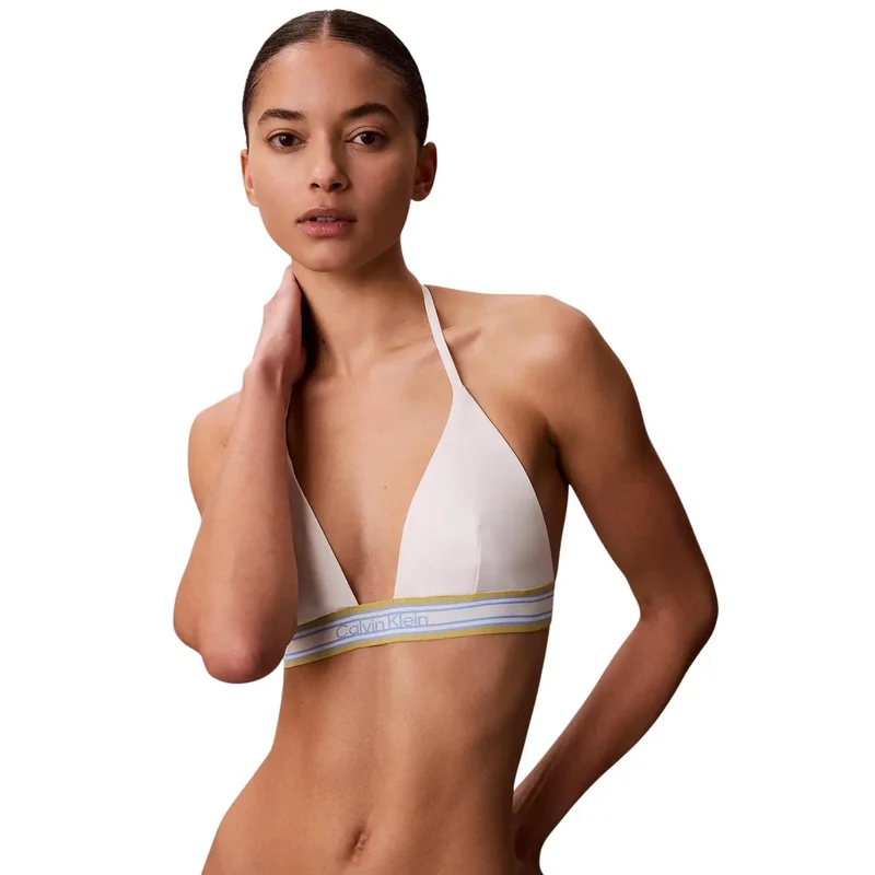 Calvin Klein Damen-Triangel-Bikini Top Weißes Nylon
