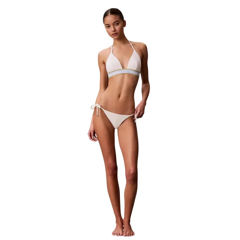 Calvin Klein Damen-Triangel-Bikini Top Weißes Nylon