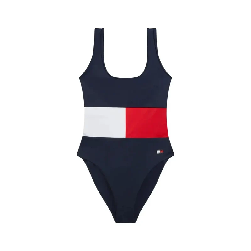 Tommy Hilfiger Damen Strandbekleidung aus blauem Nylon mit Rundhalsausschnitt