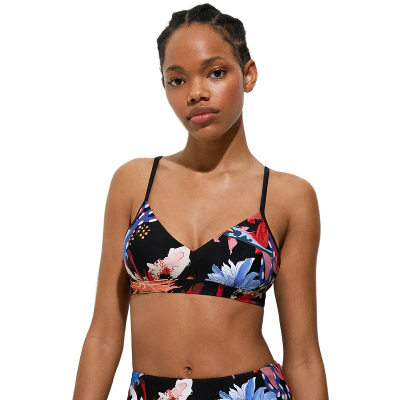Desigual Damen Bikini Schwarz Polyamid Elastan