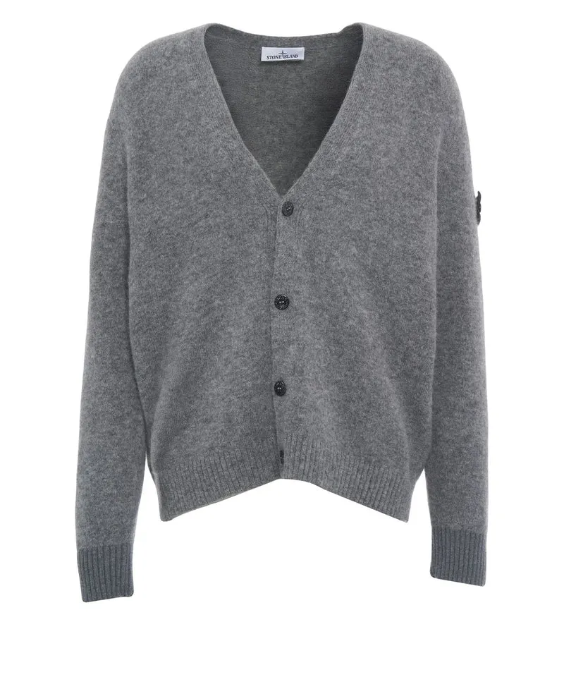 Cardigan in alpaca con patch logo