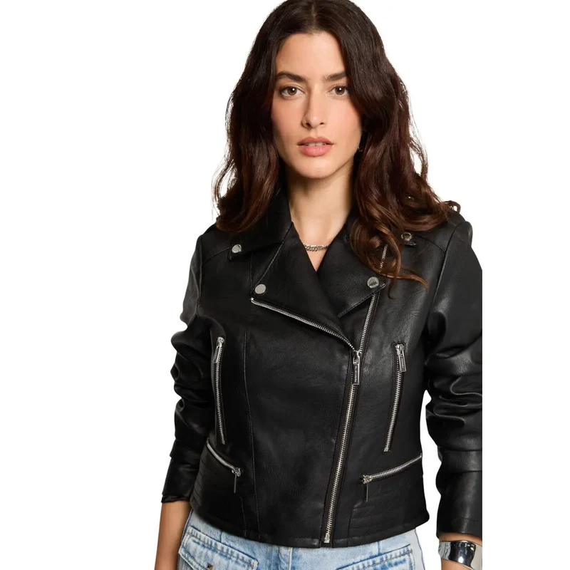 Morgan De Toi Damen-Blazer aus Kunstleder, schwarz, Polyurethan