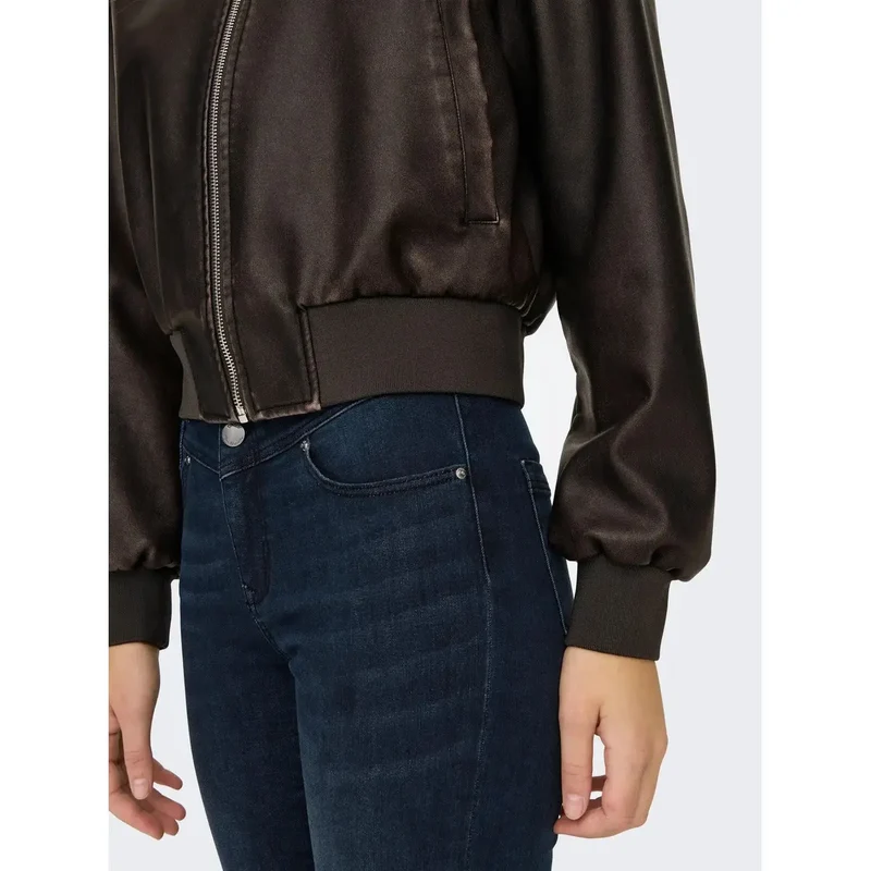 Only Damenblazer aus braunem Polyester mit langen Reißverschlusstaschen