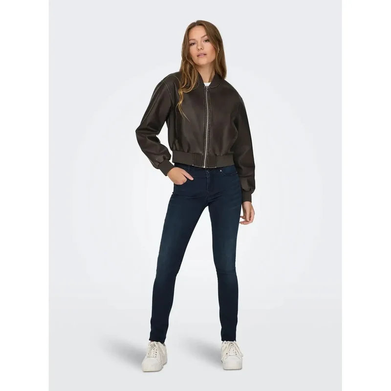 Only Damenblazer aus braunem Polyester mit langen Reißverschlusstaschen