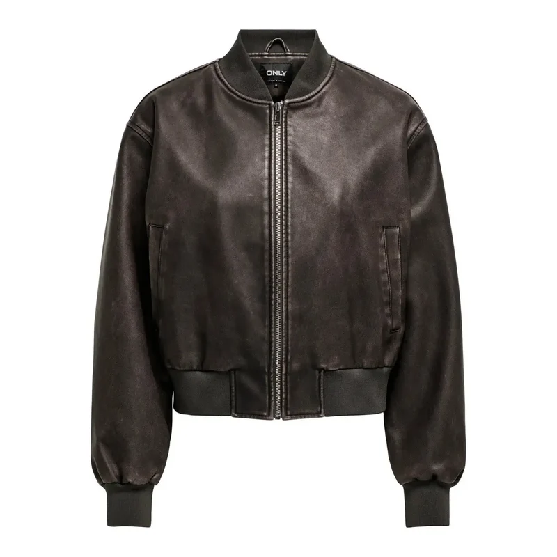 Only Damenblazer aus braunem Polyester mit langen Reißverschlusstaschen