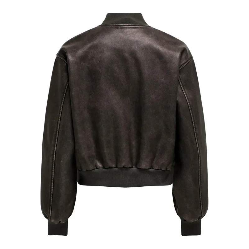 Only Damenblazer aus braunem Polyester mit langen Reißverschlusstaschen