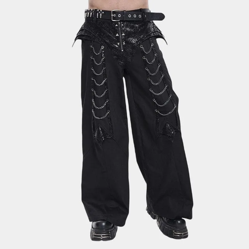 Punk-Herrenhose mit Nieten, Ketten und Reißverschluss