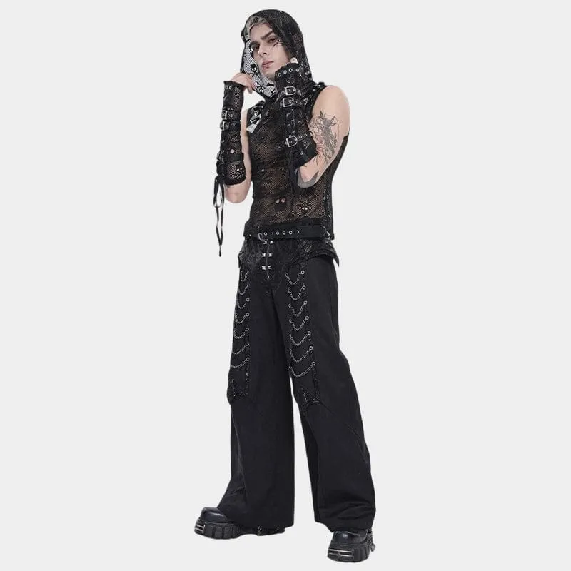 Punk-Herrenhose mit Nieten, Ketten und Reißverschluss
