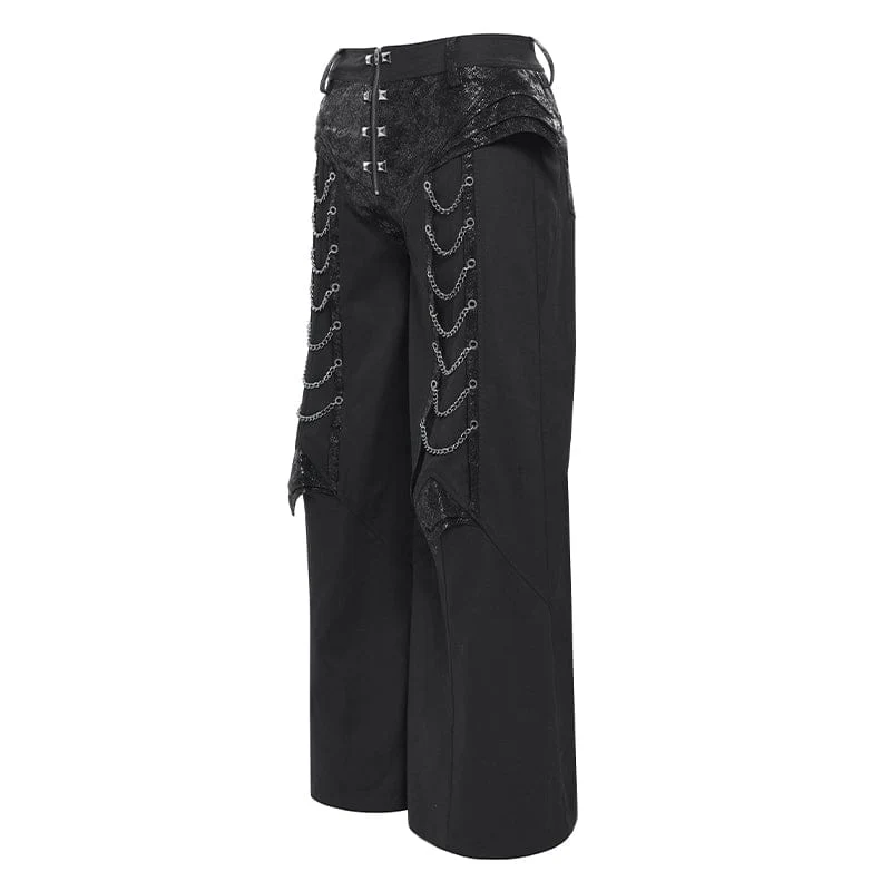 Punk-Herrenhose mit Nieten, Ketten und Reißverschluss