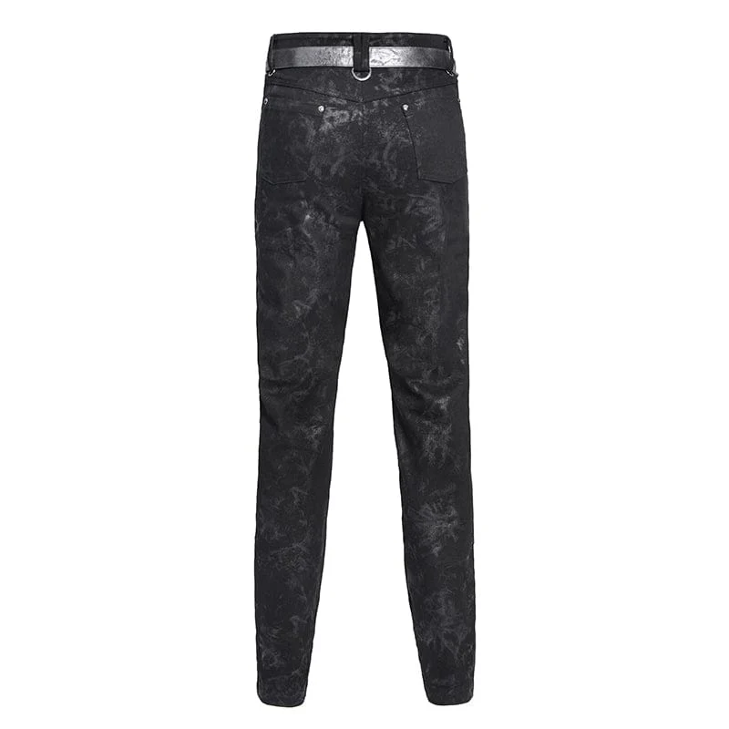 Punk-Herrenhose mit Lochstickerei und Patchwork-Details