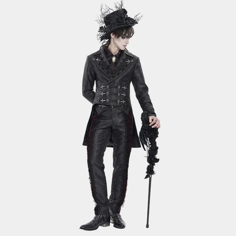 Gothic-Herrenjacke mit zweireihigem Reißverschluss und gekreuztem Revers