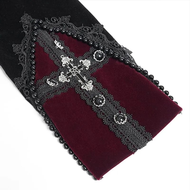 Schwarze Gothic-Jacke für Herren mit Perlenbesatz, Schnallenriemen und Reißverschluss