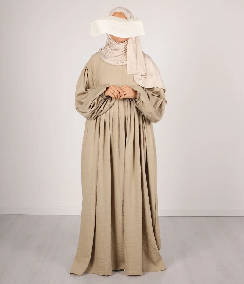 Abaya Leinen Puffärmel Madaya – Weizen