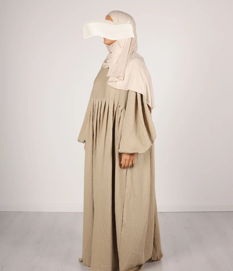 Abaya Leinen Puffärmel Madaya – Weizen