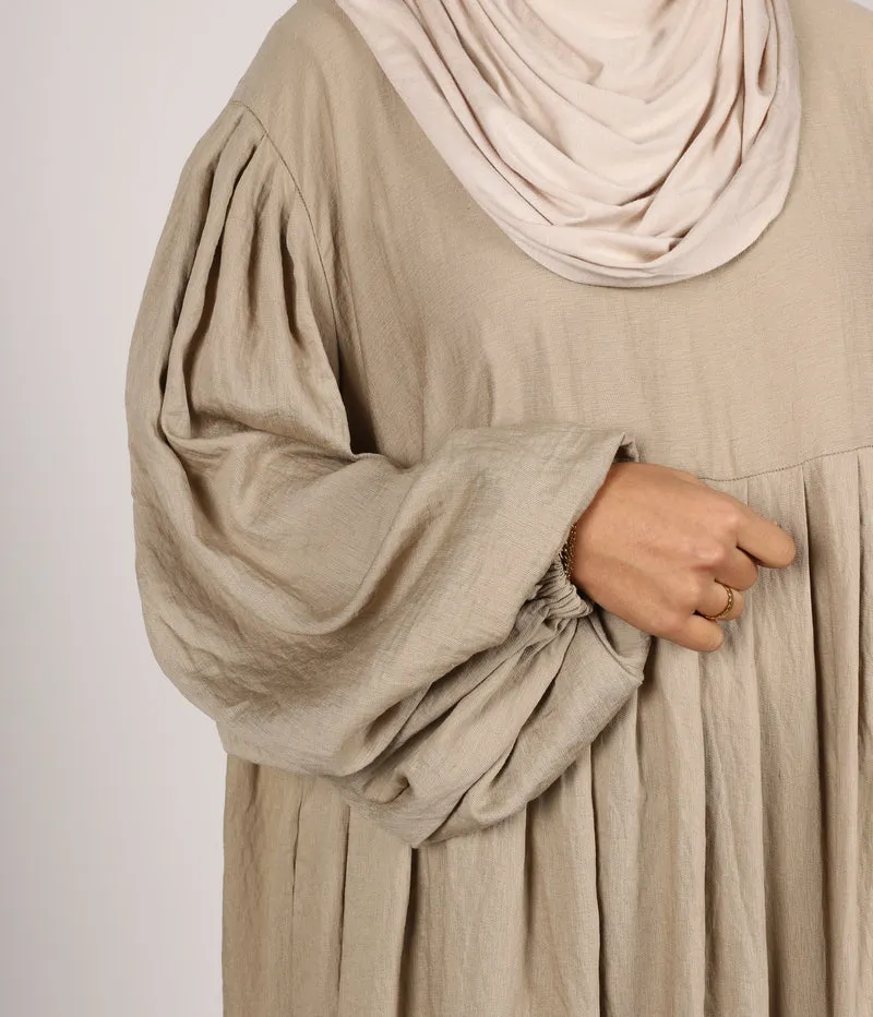Abaya Leinen Puffärmel Madaya – Weizen