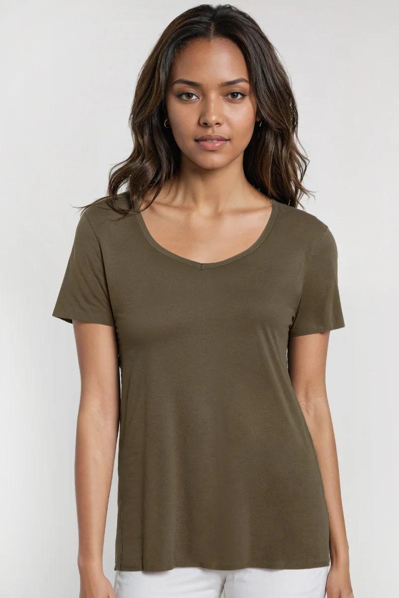 V-Neck Short Sleeve Tee | Grape Leaf
