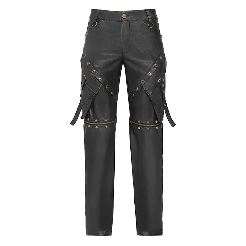 Punk-Herrenhose mit großen Taschen, Ösen und Nieten sowie abnehmbaren Beinen
