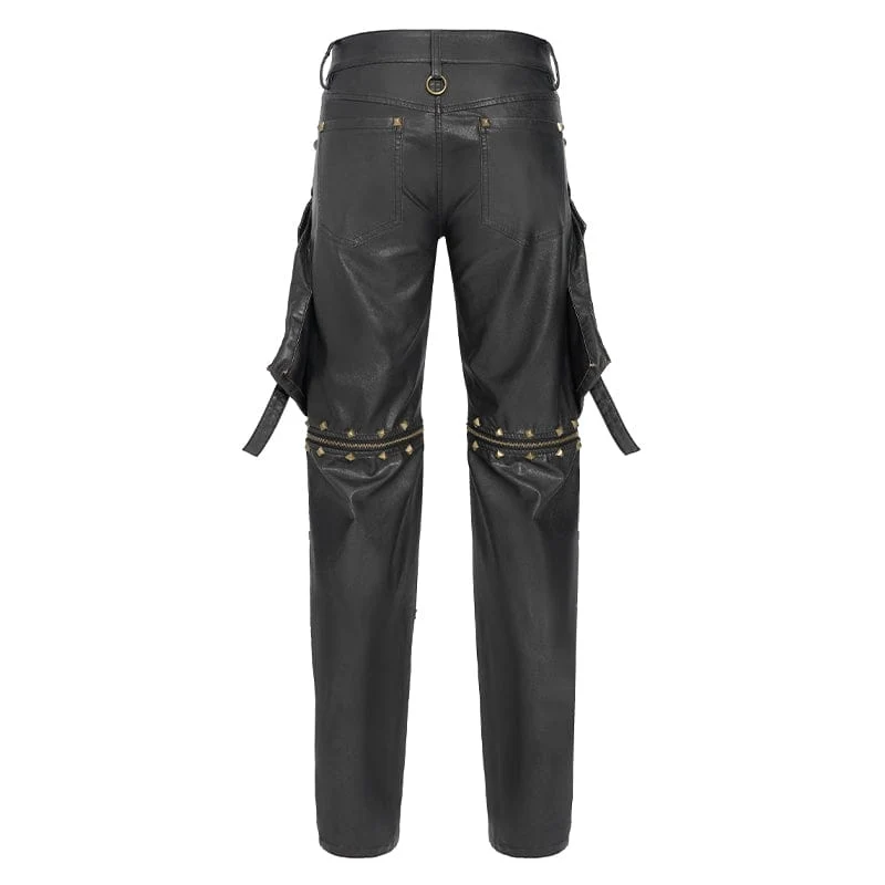 Punk-Herrenhose mit großen Taschen, Ösen und Nieten sowie abnehmbaren Beinen