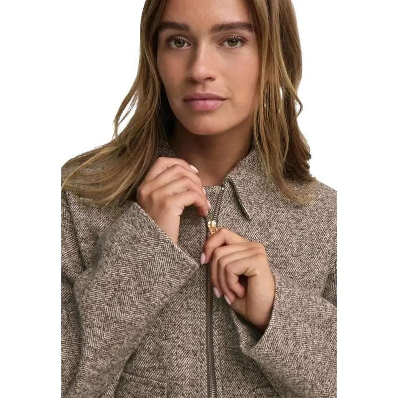 Jacqueline De Yong Damenblazer aus braunem Fischgrät-Polyester