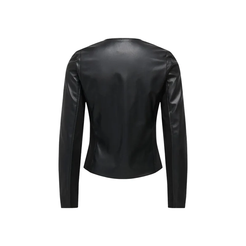 Only Damen-Blazer aus schwarzem Kunstleder