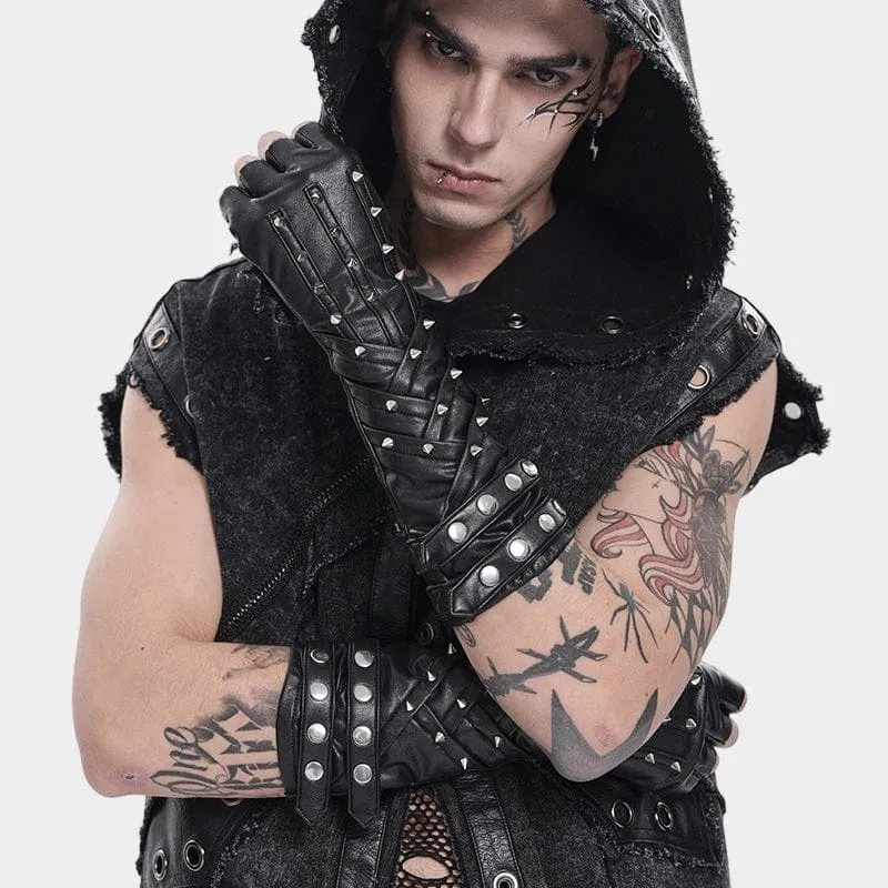 Punk-Nieten-Fingerlose Handschuhe für Herren