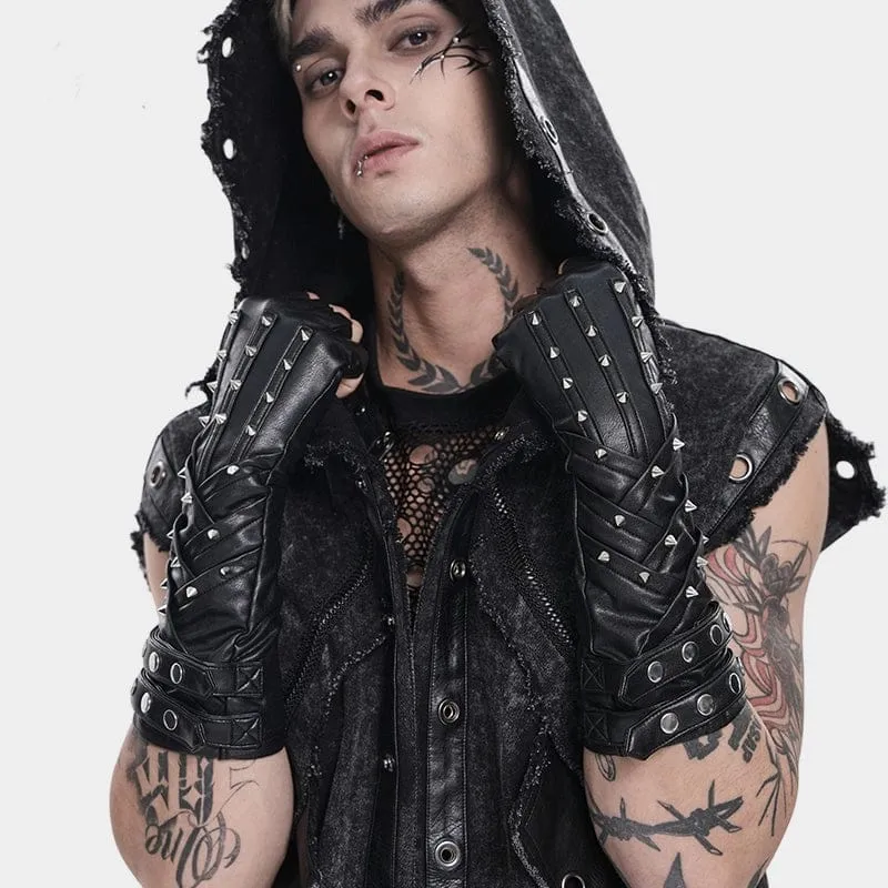 Punk-Nieten-Fingerlose Handschuhe für Herren