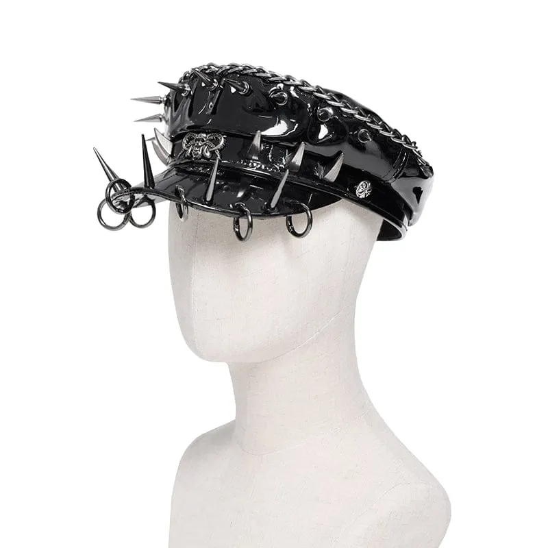 Punk-Hut für Herren mit Nieten, Ringen und Kette