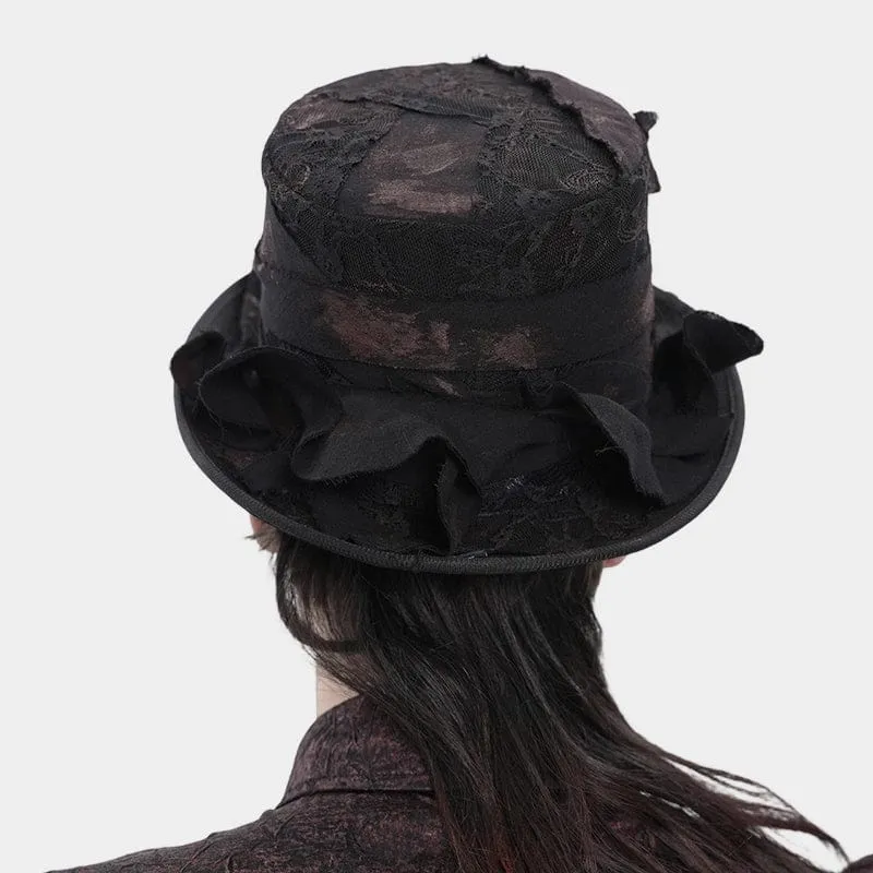 Schwarzer Gothic-Zylinder für Herren mit bandagenumwickelten Bändern