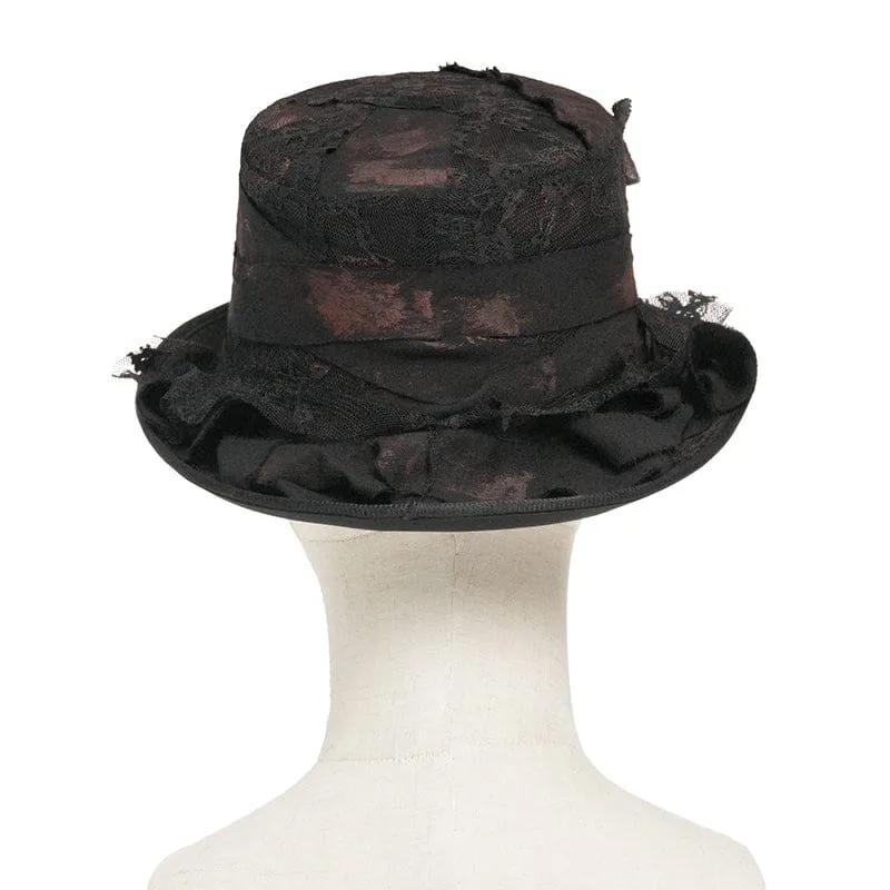 Schwarzer Gothic-Zylinder für Herren mit bandagenumwickelten Bändern