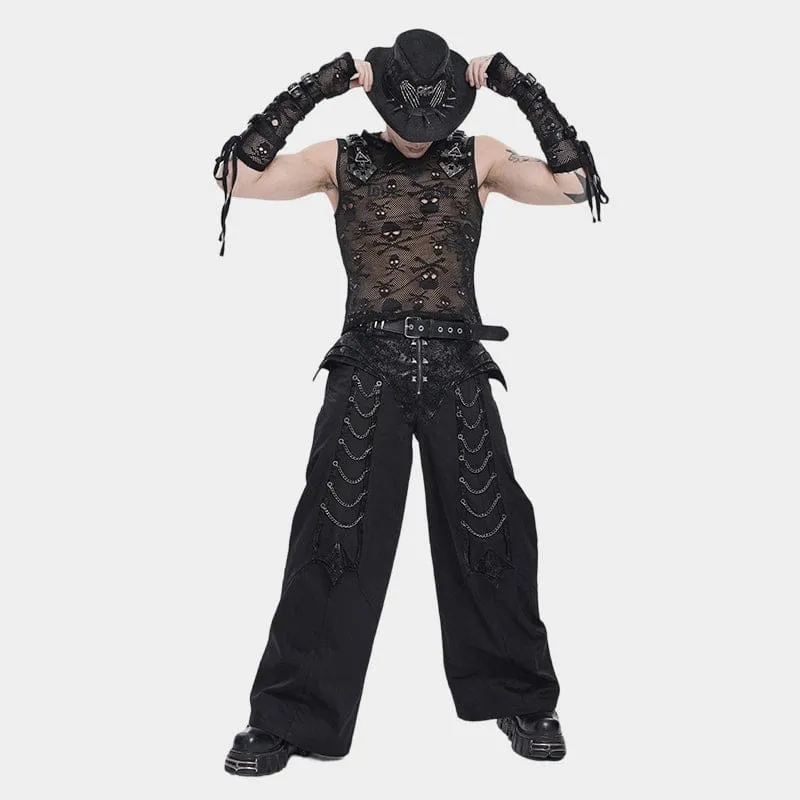 Punk-Totenkopfmütze für Herren mit Nieten