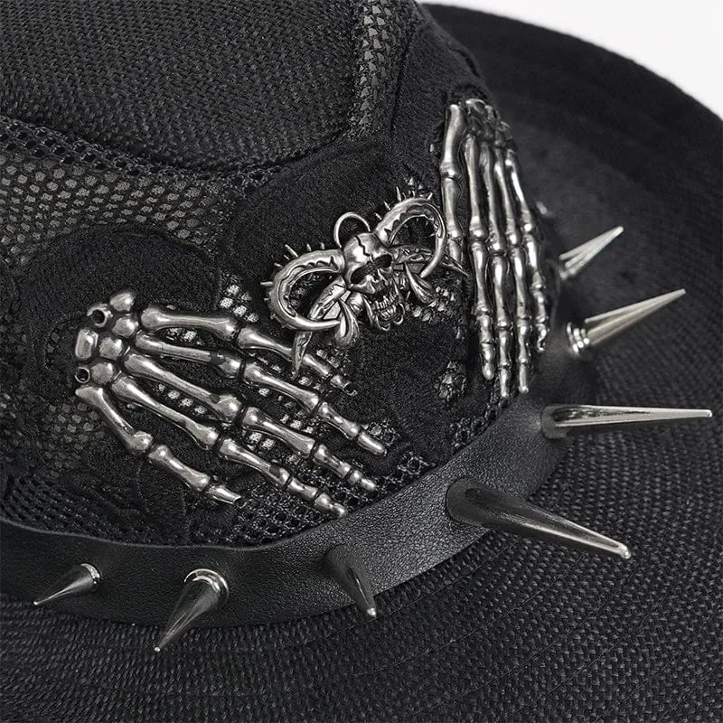 Punk-Totenkopfmütze für Herren mit Nieten