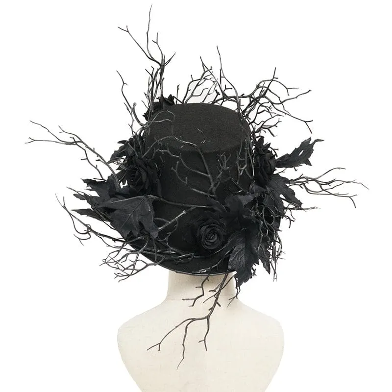 Gothic-Hut für Herren mit Rosenblattzweig