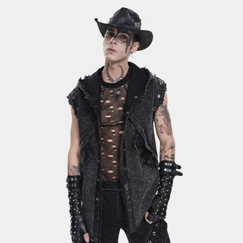 Punk-Mesh-Patchwork-Hut für Herren im Used-Look