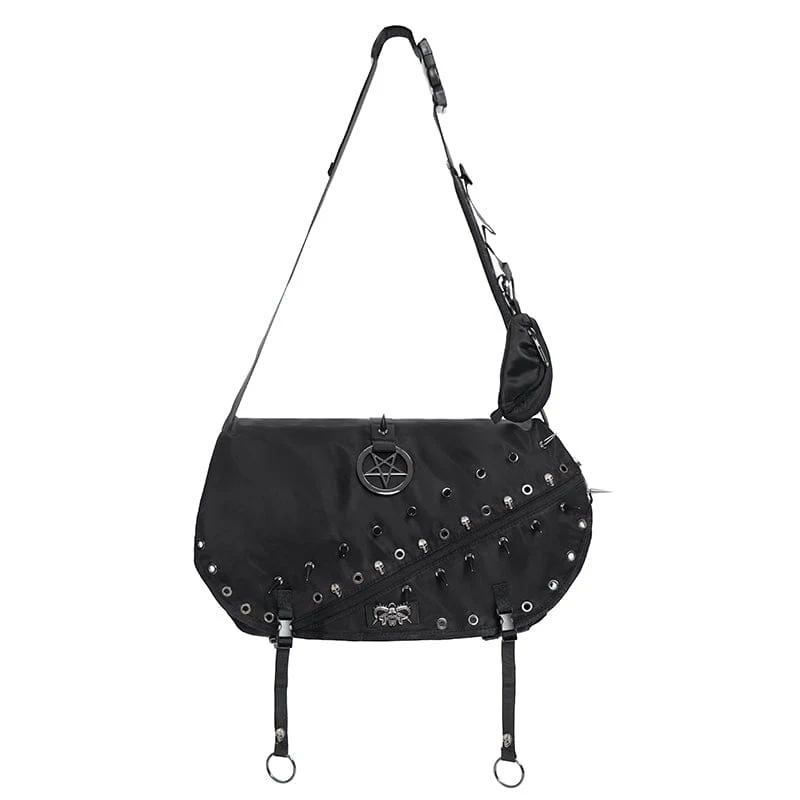 Punk-Tasche für Herren mit Pentagramm-Ösen und Nieten