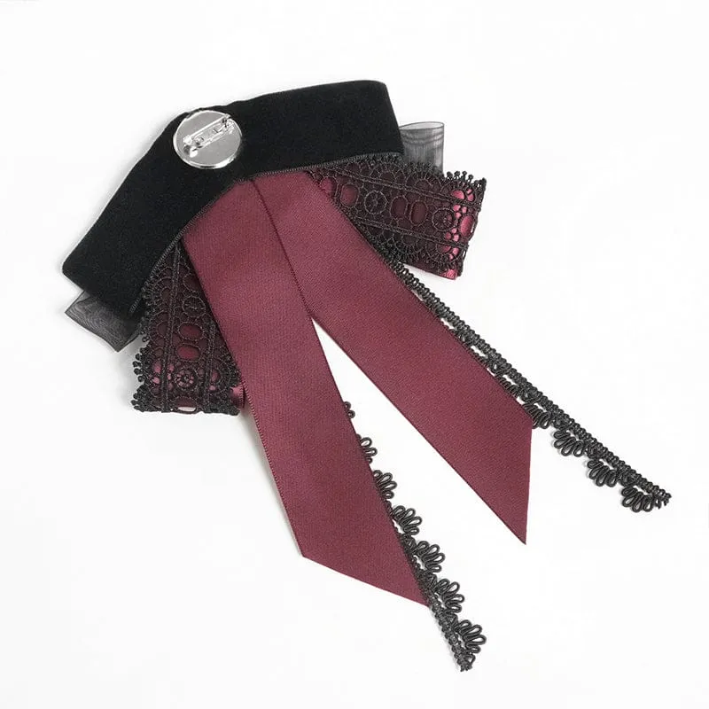 Gothic-Halskette für Herren mit Kreuz und Schleife, schwarz-rot