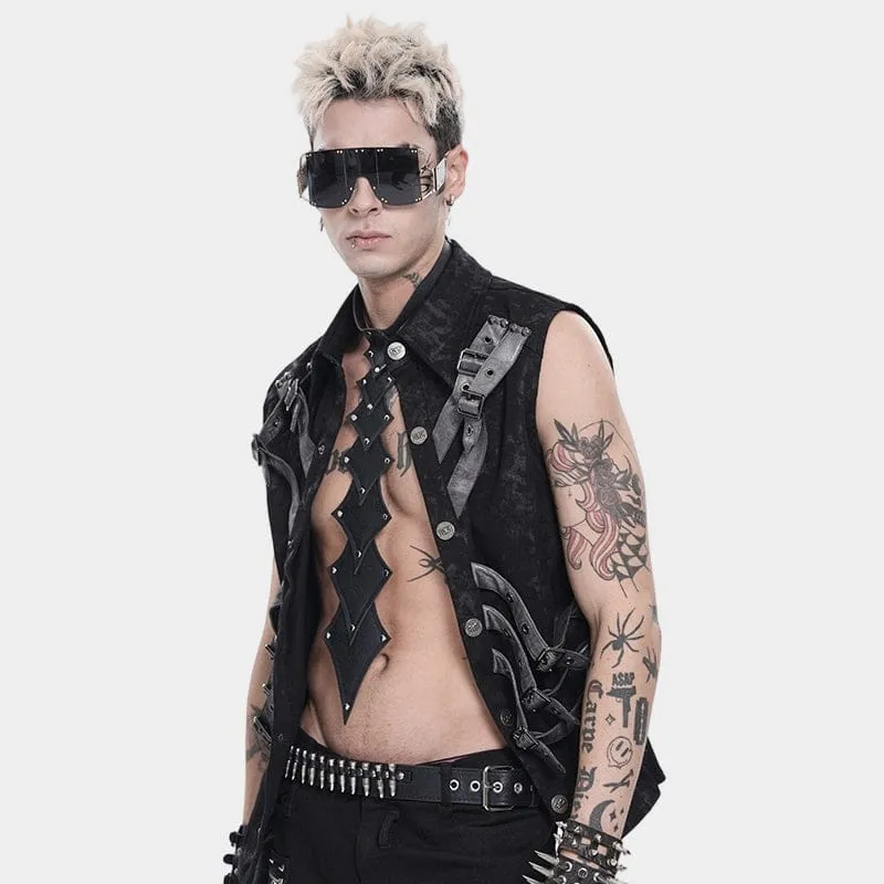 Punk-Nieten-Halskette für Herren, mehrlagig