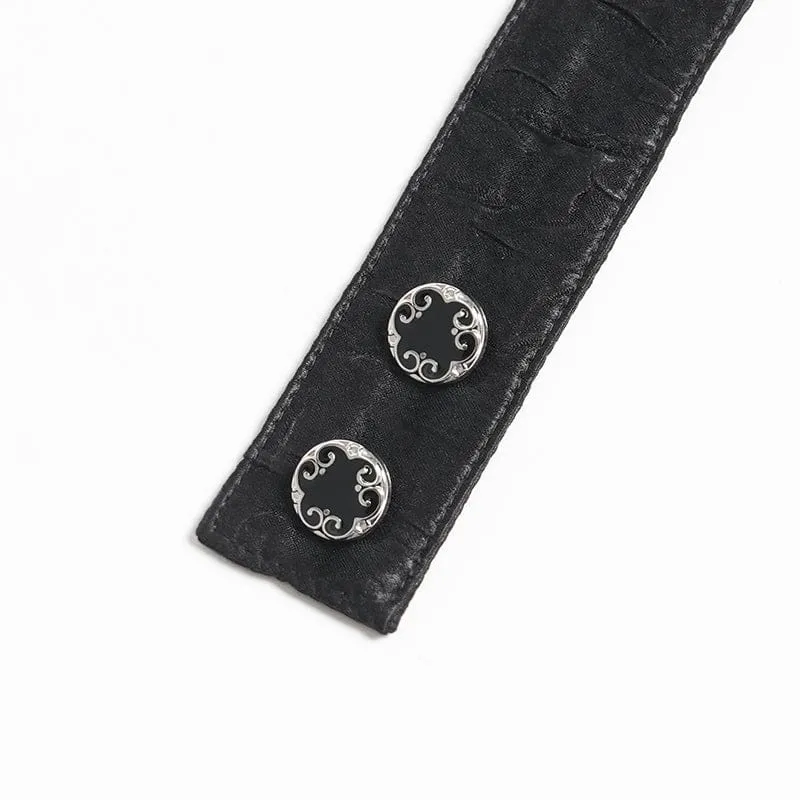 Schwarze Gothic-Halskette für Herren mit Strass- und Perlenstickerei