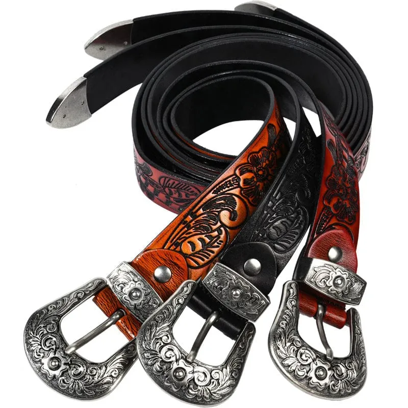 Herren-Gürtel im Gothic-Retro-Stil mit Blumenprägung