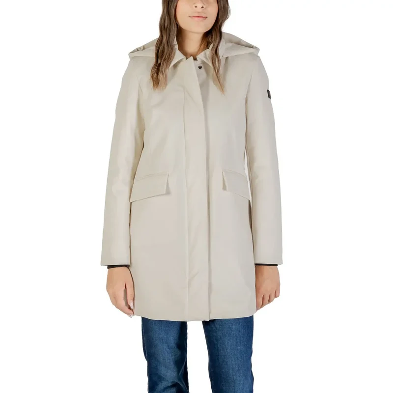 Peuterey Damen Blazer Weißer Blazer mit Reißverschluss und Kapuze aus Polyamid