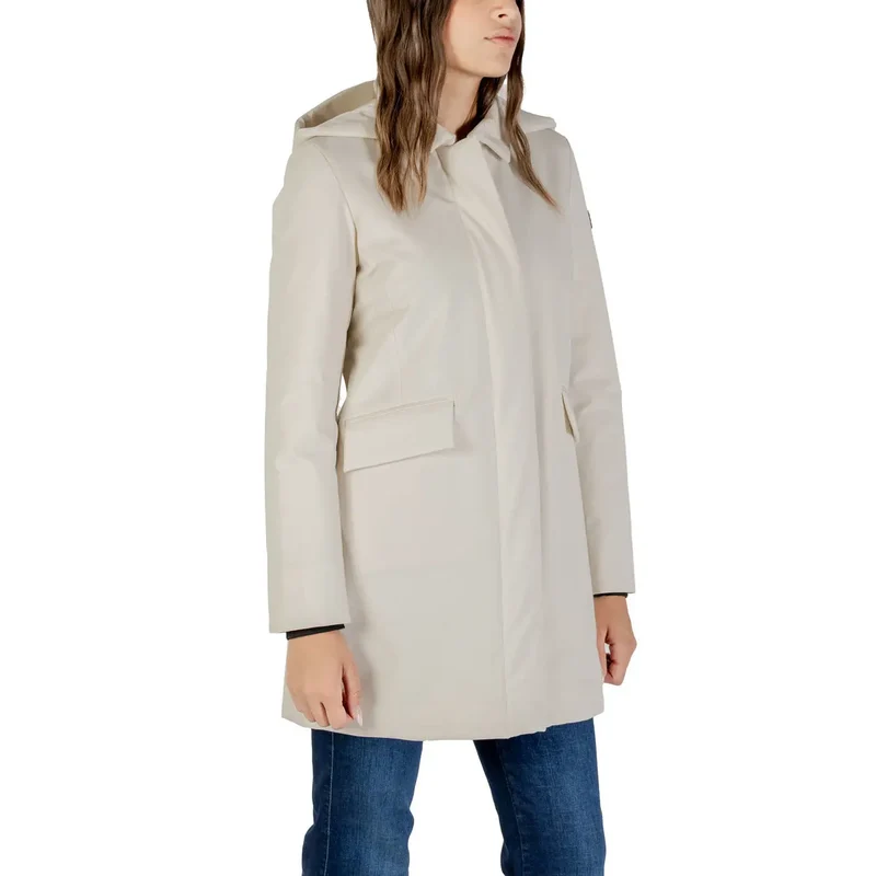 Peuterey Damen Blazer Weißer Blazer mit Reißverschluss und Kapuze aus Polyamid
