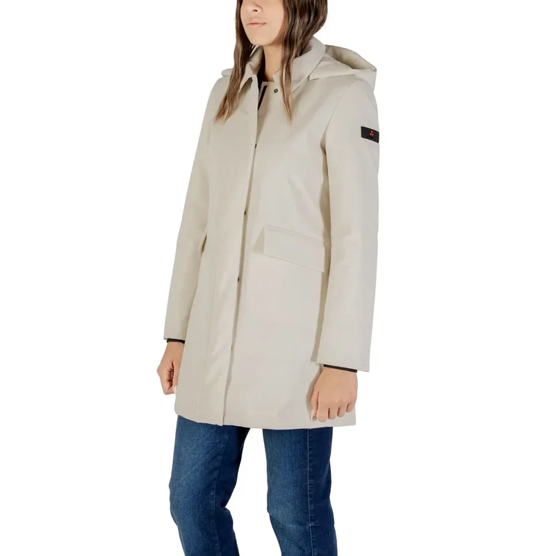 Peuterey Damen Blazer Weißer Blazer mit Reißverschluss und Kapuze aus Polyamid