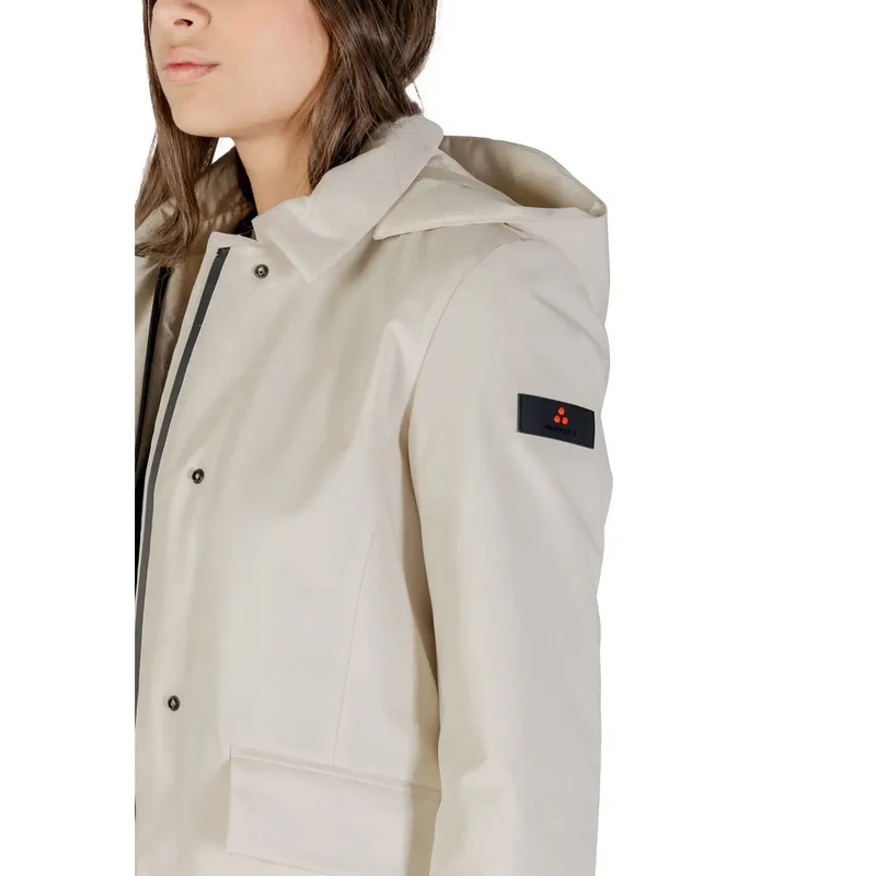 Peuterey Damen Blazer Weißer Blazer mit Reißverschluss und Kapuze aus Polyamid